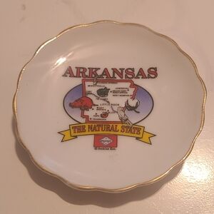 Arkansas Souvenir The Natural State 3.5 In Ceramic Plate Vintage Used